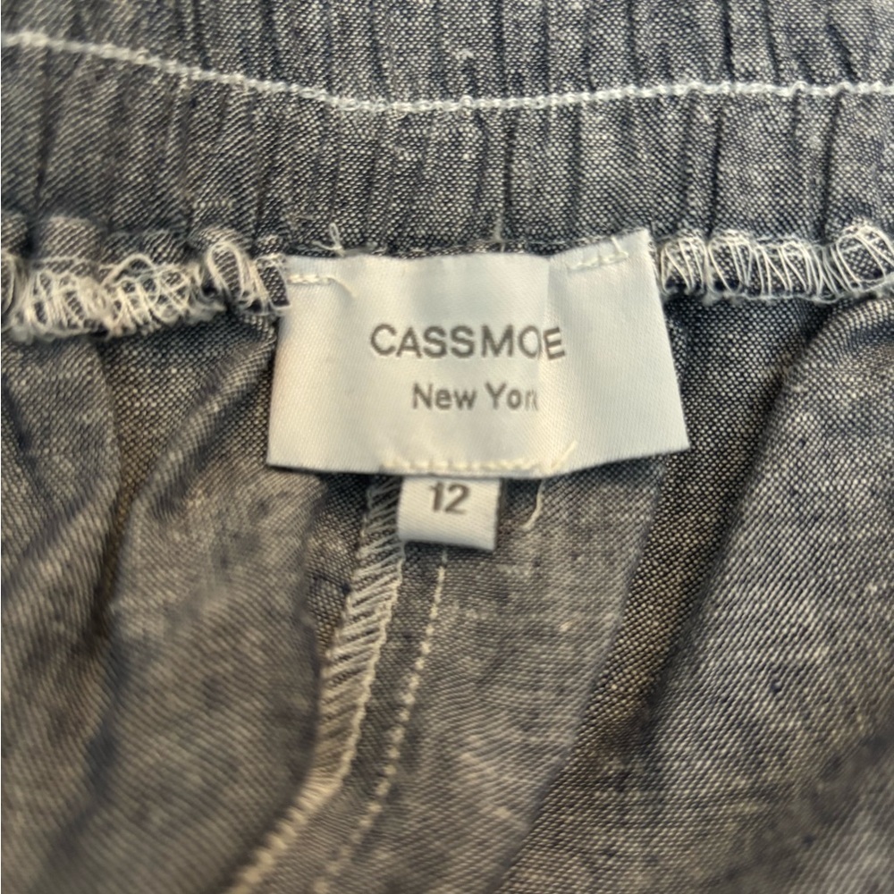 CASSMODE NEW YORK • Women’s Heather Blue Linen Blend Lagenlook Tapered Leg Pants - Picture 5 of 5